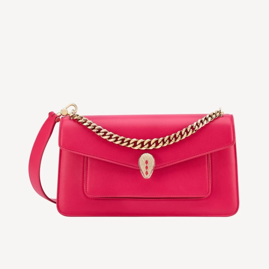 BVLGARI Serpenti Pink East-West Maxi Chain Shoulder Bag for Women