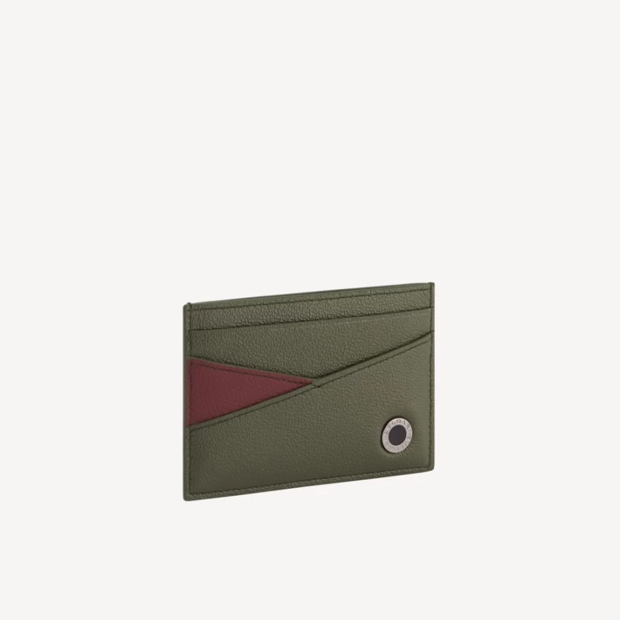 BVLGARI BVLGARI Man Green Leather Card Holder for Men