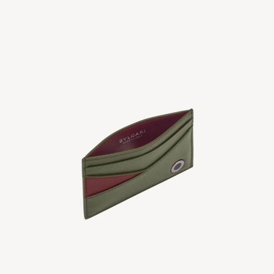 BVLGARI BVLGARI Man Green Leather Card Holder for Men