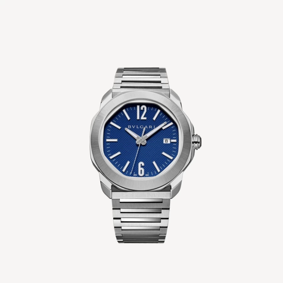 BVLGARI Octo Roma Men's Watch in Blue and Silver - Luxury Automatic Timepiece
