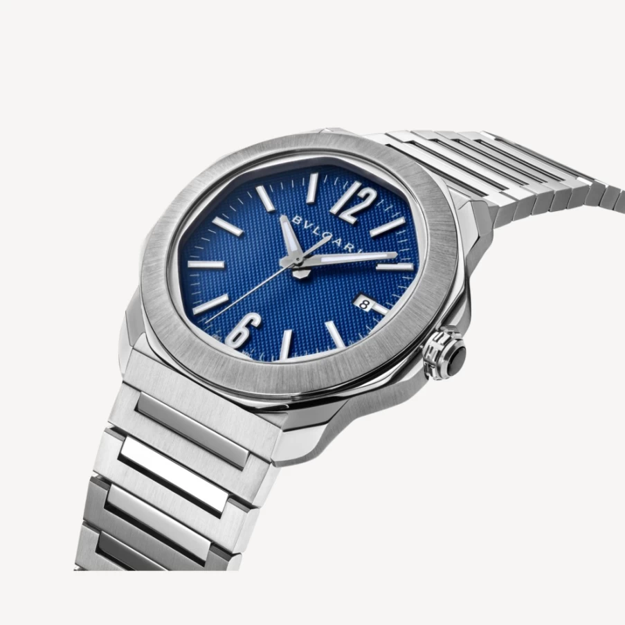 BVLGARI Octo Roma Men's Watch in Blue and Silver - Luxury Automatic Timepiece