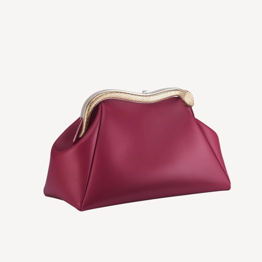 BVLGARI Women's Red Serpentine Pouch Luxury Crossbody Bag
