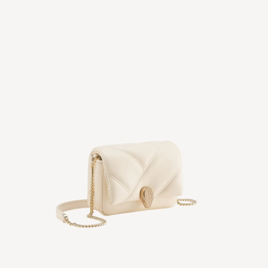 BVLGARI Serpenti Cabochon Ivory Micro Bag for Women | Luxury Leather Crossbody