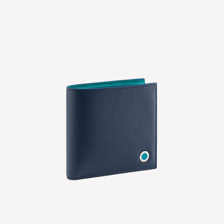 BVLGARI Bvlgari Man Blue Leather Bifold Wallet for Men