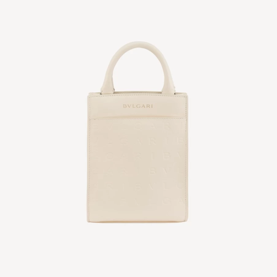 BVLGARI Ivory Logo Infinitum Mini Tote Bag for Women