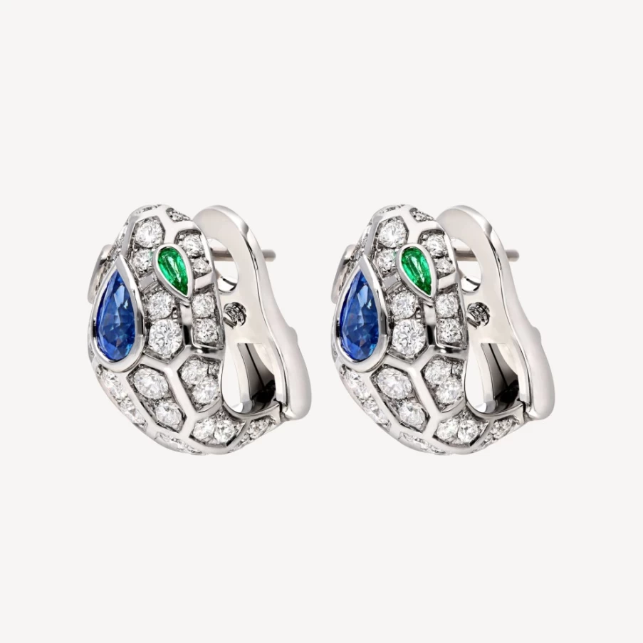 BVLGARI Serpenti Blue Green Gemstone Earrings | Luxury Snake Design Jewelry