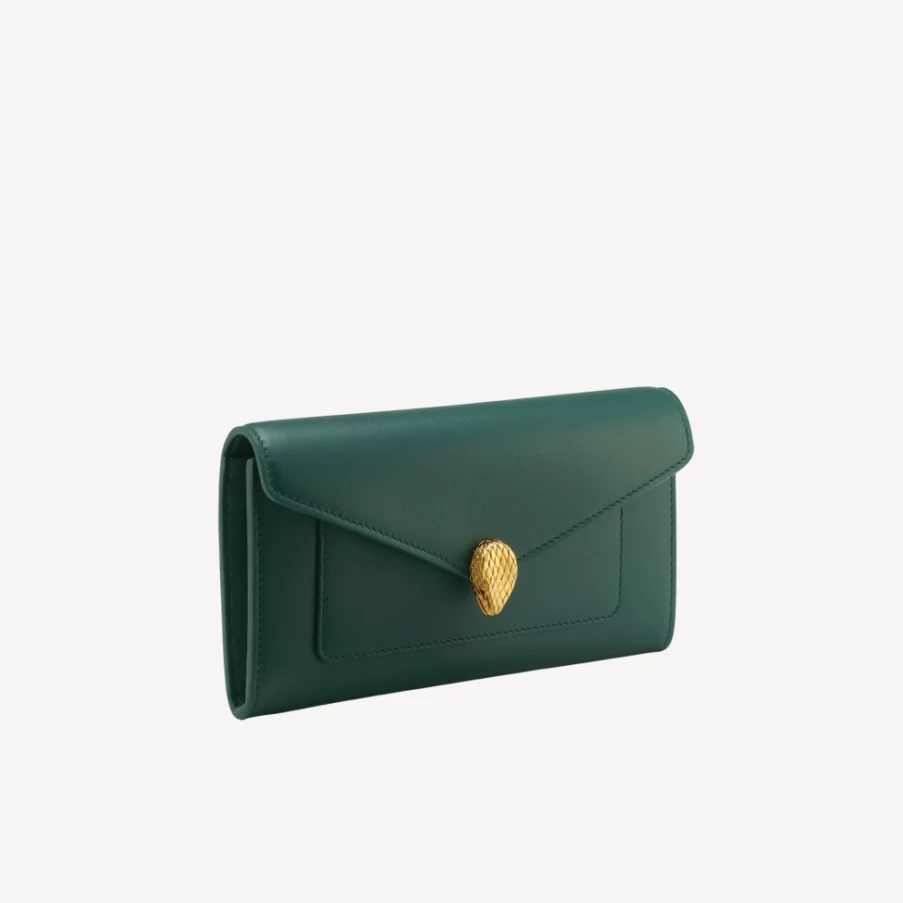 BVLGARI Serpenti Forever Large Green Wallet for Women