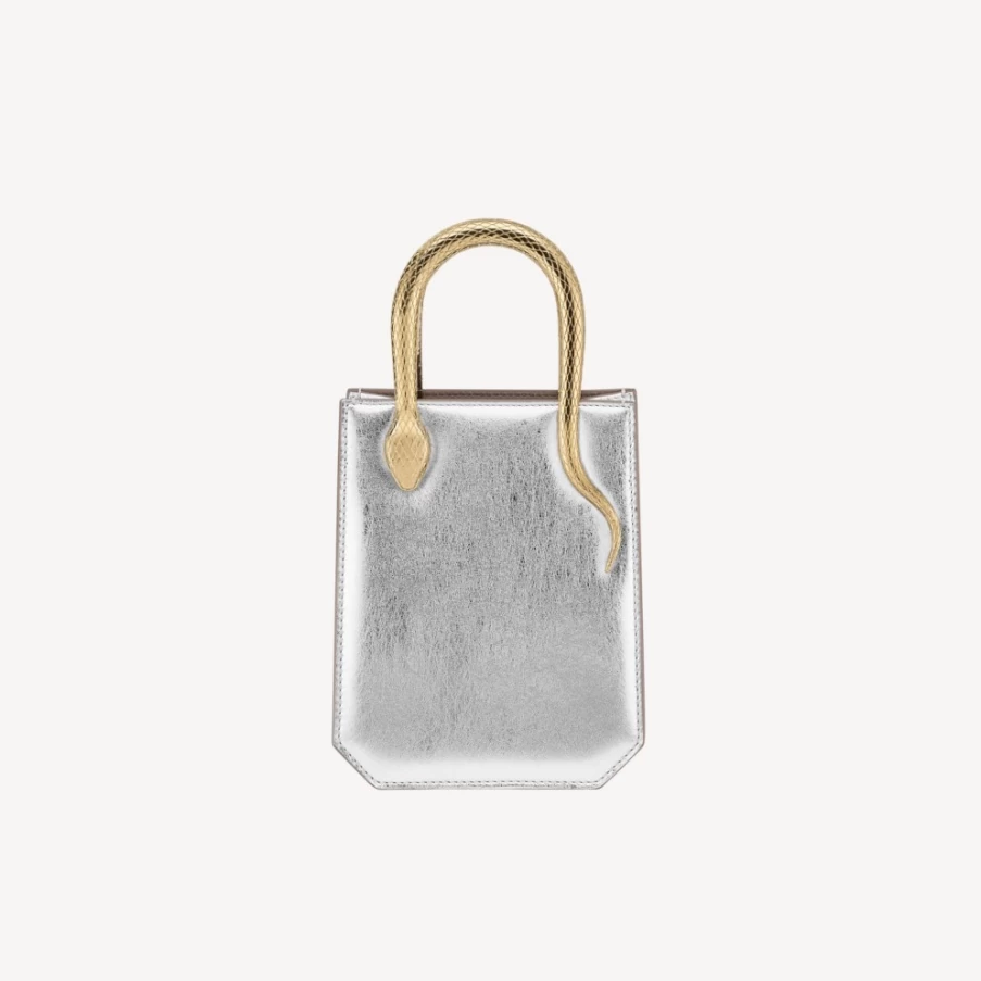 BVLGARI Women's Silver Serpentine Tote Bag