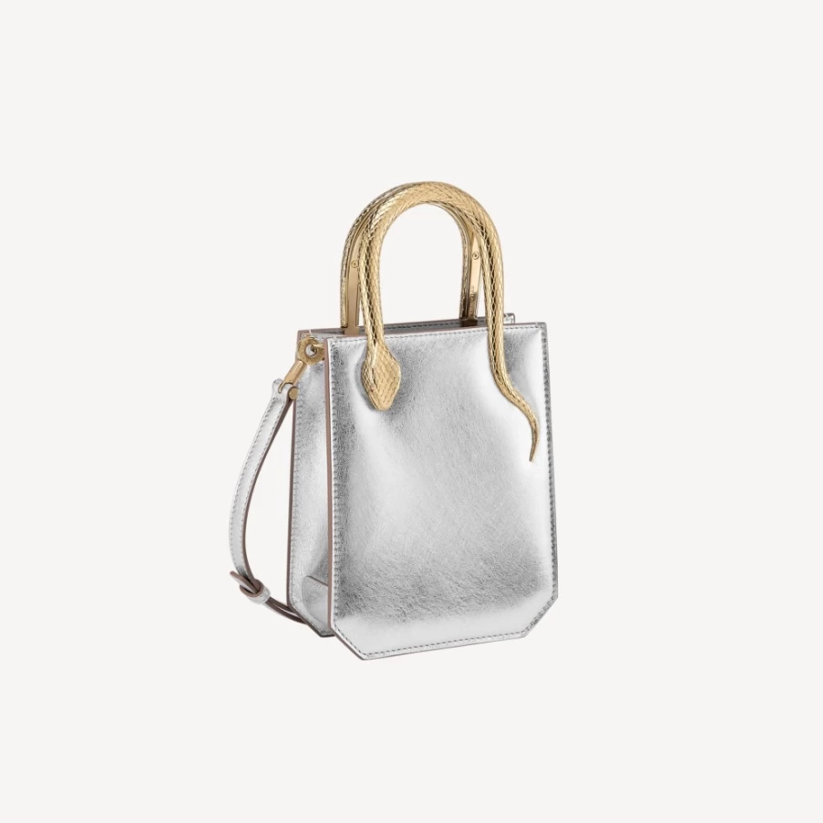 BVLGARI Women's Silver Serpentine Tote Bag