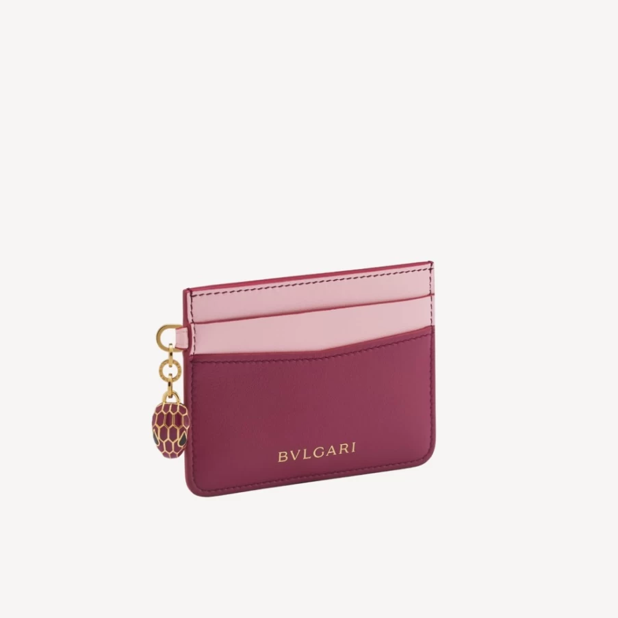 BVLGARI Serpenti Forever Women's Red Leather Card Holder Wallet