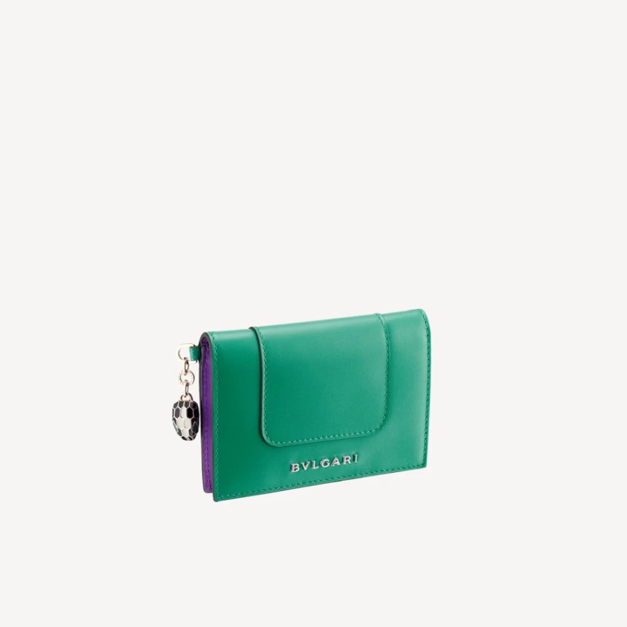 BVLGARI Serpenti Forever Green Women's Card Holder Wallet
