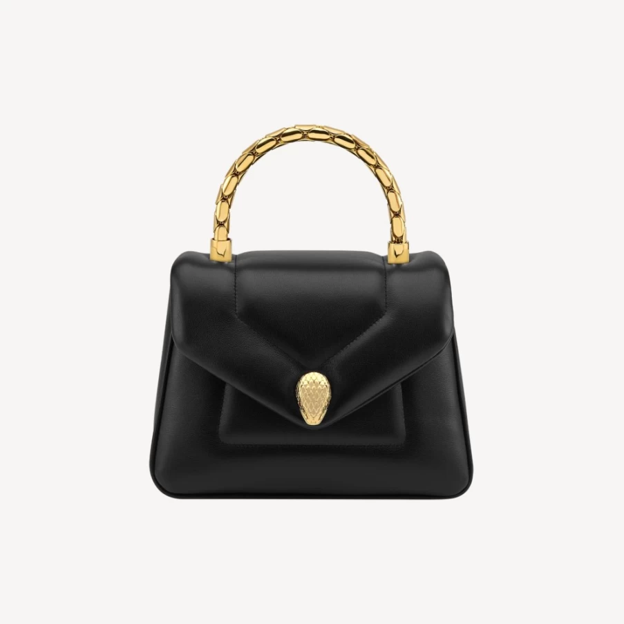 BVLGARI Serpenti Reverse Black Top Handle Bag for Women