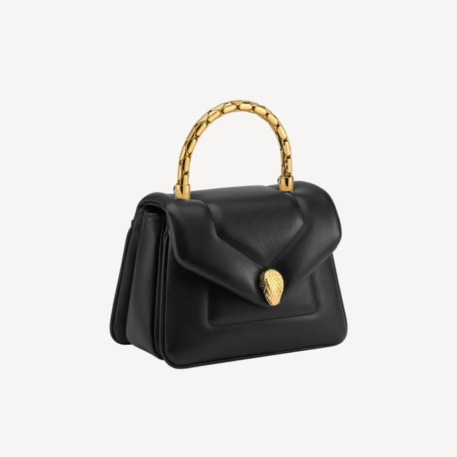 BVLGARI Serpenti Reverse Black Top Handle Bag for Women