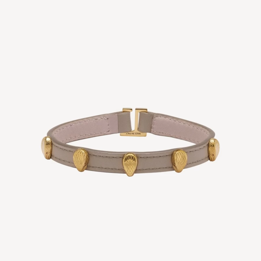 BVLGARI Serpenti Forever Grey Leather Bracelet for Women