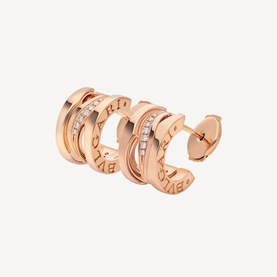 BVLGARI B.Zero1 18K Gold Diamond Hoop Earrings | Luxury Italian Jewelry