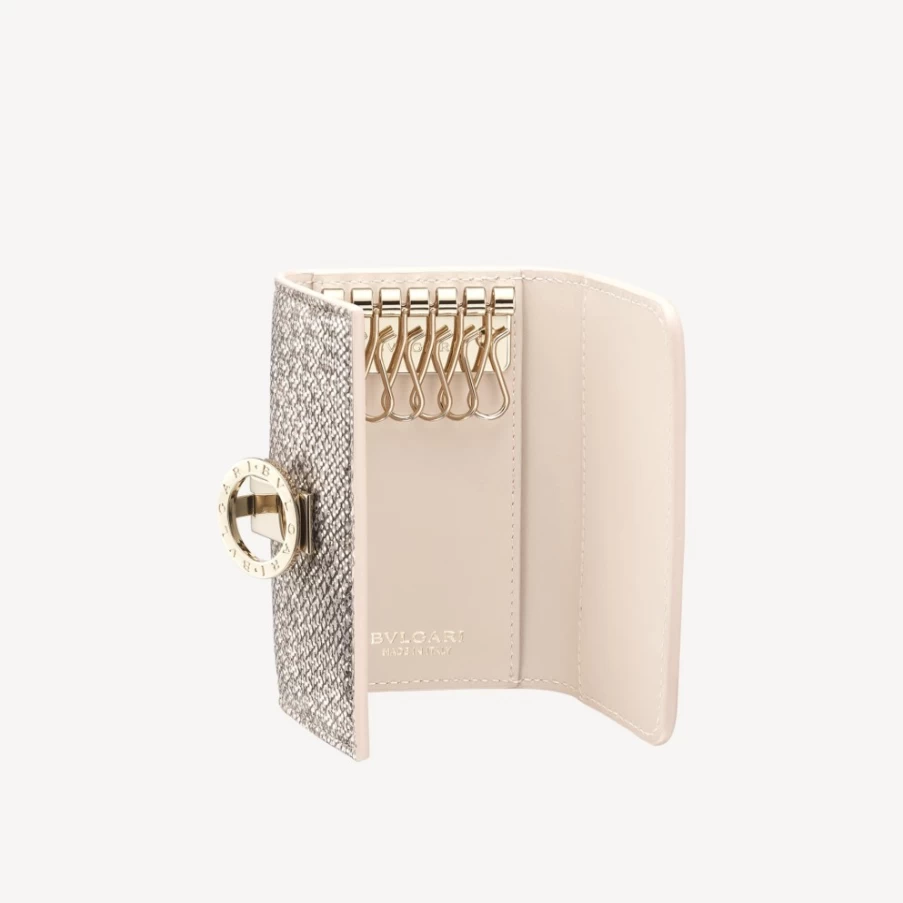 BVLGARI Bvlgari Beige Key Holder for Women - Luxury Leather Keychain