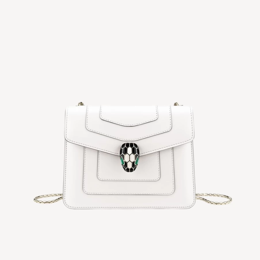 BVLGARI Serpenti Forever White Crossbody Bag for Women | Luxury Designer Handbag