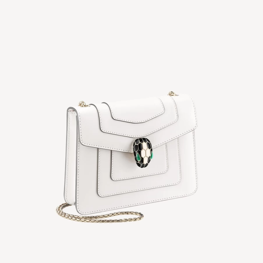 BVLGARI Serpenti Forever White Crossbody Bag for Women | Luxury Designer Handbag