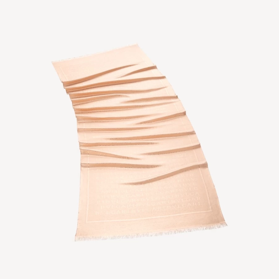 BVLGARI Women's Orange Logomania Stole Luxury Silk Scarf