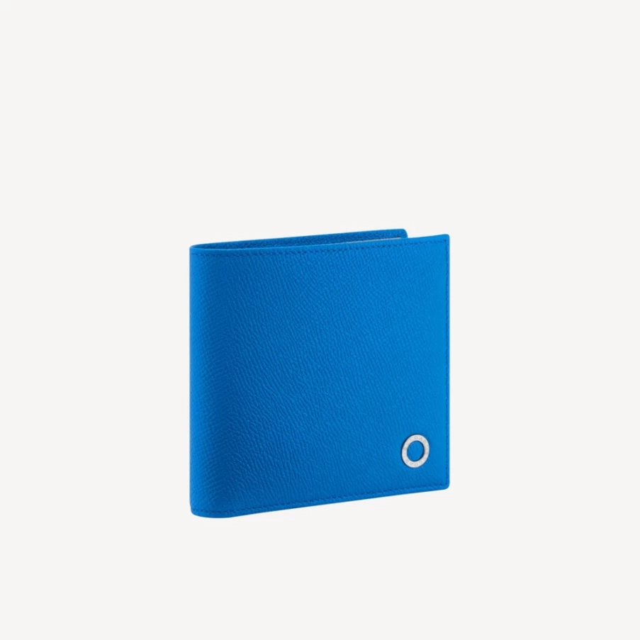 BVLGARI Man Blue Bifold Leather Wallet for Men | Luxury Designer Billfold