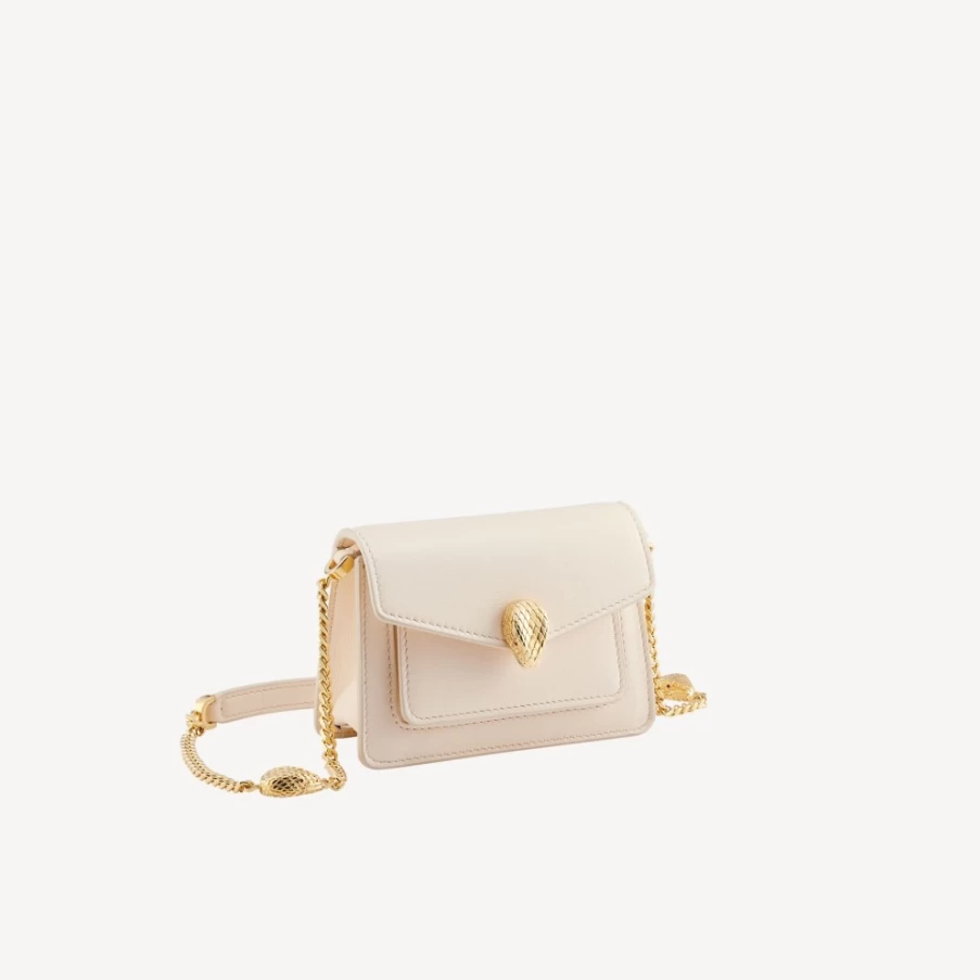 BVLGARI Serpenti Forever Micro Bag in Ivory for Women | Luxury Crossbody Handbag