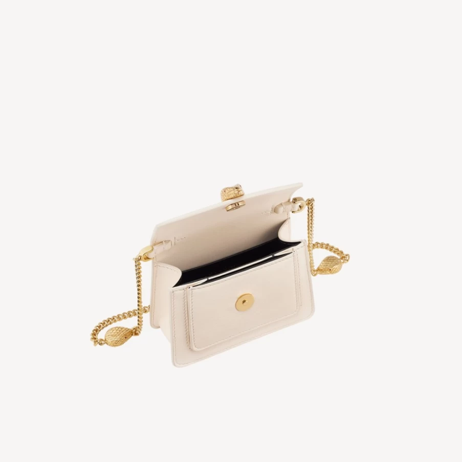 BVLGARI Serpenti Forever Micro Bag in Ivory for Women | Luxury Crossbody Handbag