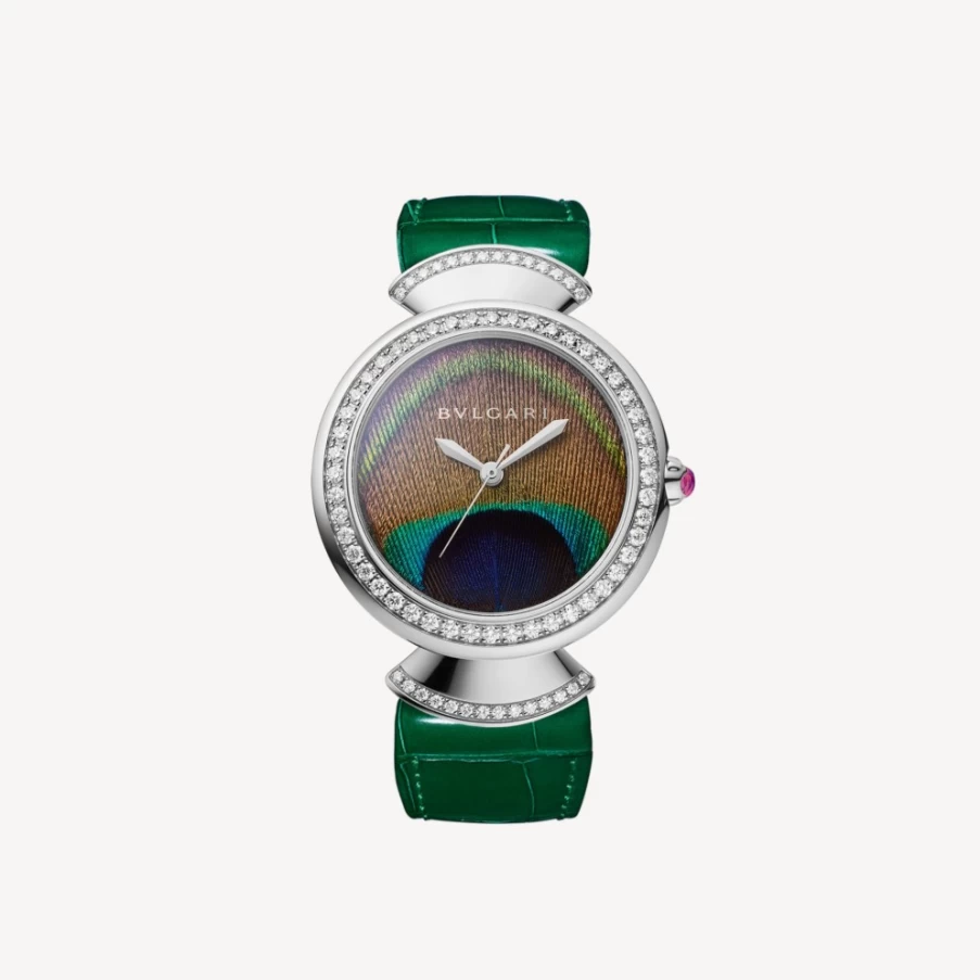 BVLGARI Divas’ Dream Green Watch for Women – Luxury Diamond Roman Numerals