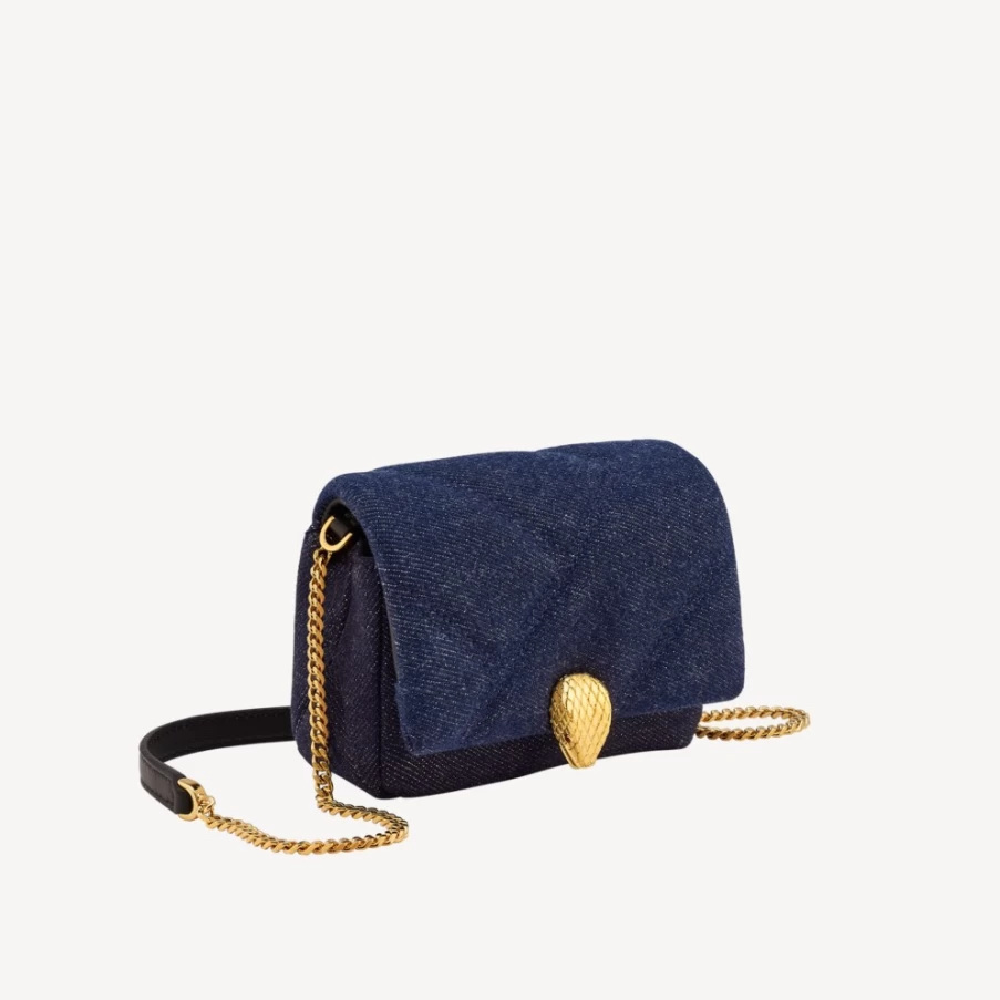 BVLGARI Serpenti Cabochon Micro Bag in Blue for Women | Luxury Designer Crossbody