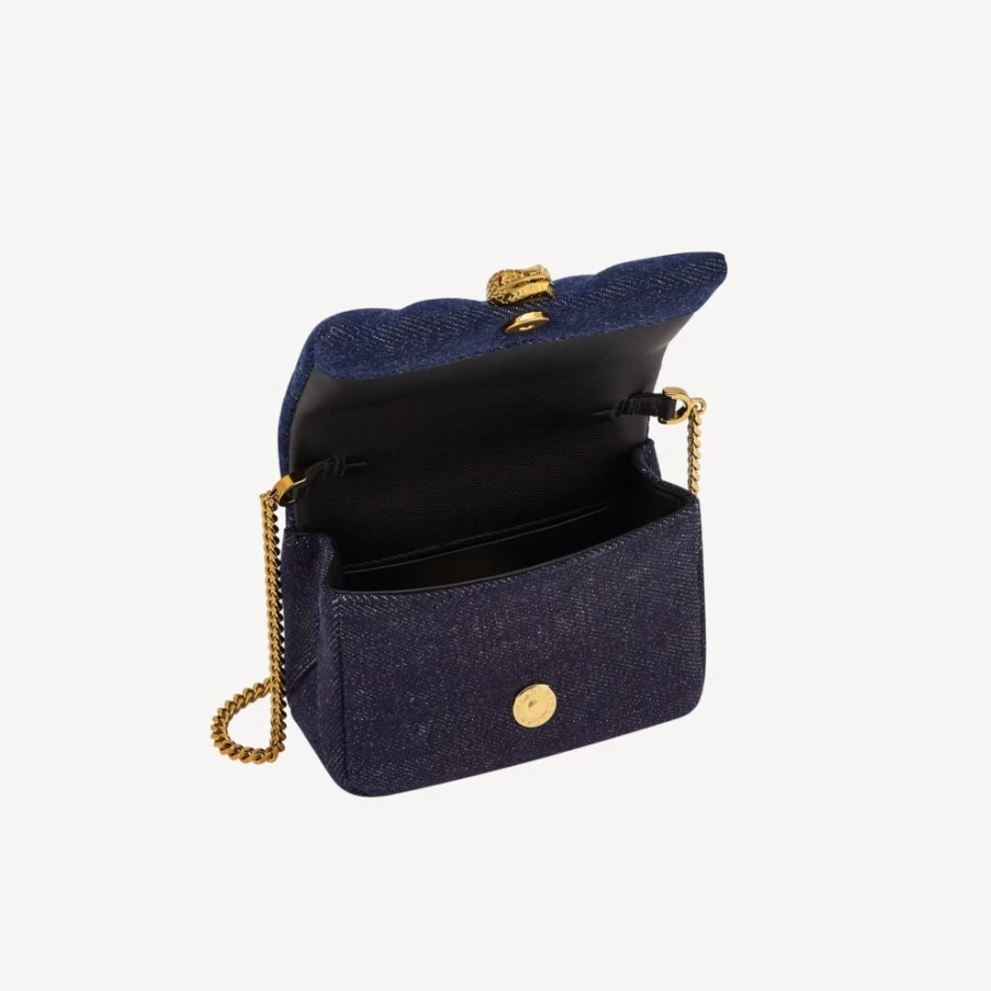 BVLGARI Serpenti Cabochon Micro Bag in Blue for Women | Luxury Designer Crossbody