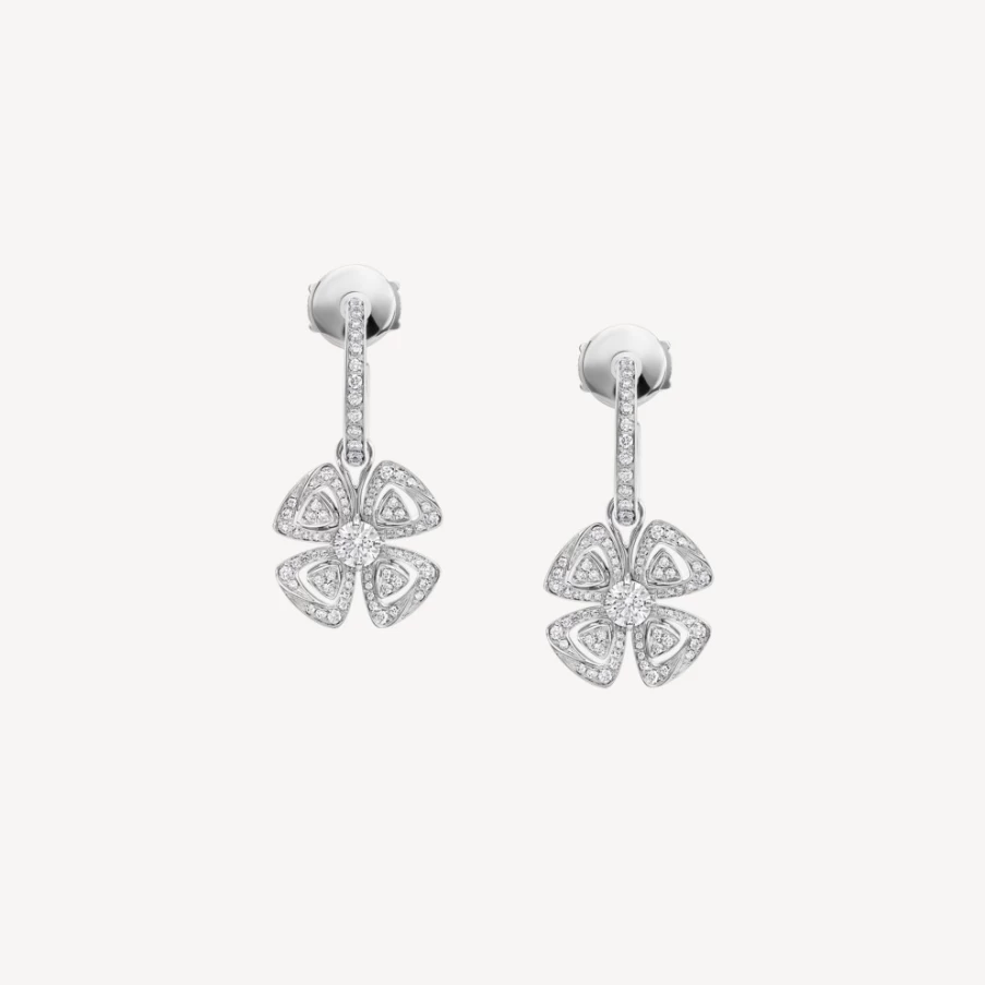 BVLGARI Fiorever Diamond Earrings | Luxury Floral Design Gold Hoop Earrings for Women