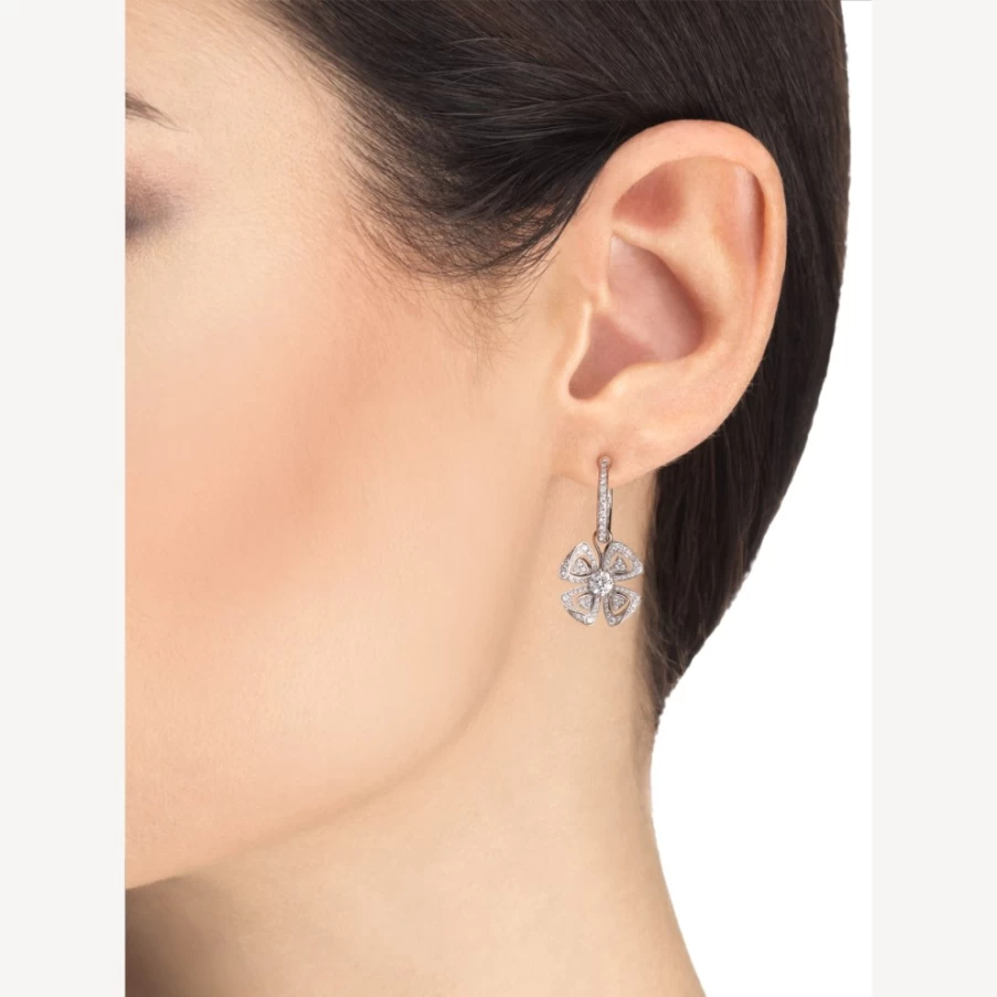 BVLGARI Fiorever Diamond Earrings | Luxury Floral Design Gold Hoop Earrings for Women