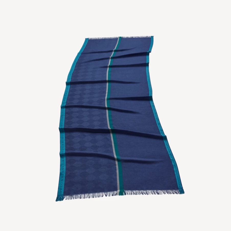 BVLGARI Men's Blue Heritage Stole - Luxury Cashmere Scarf for Men