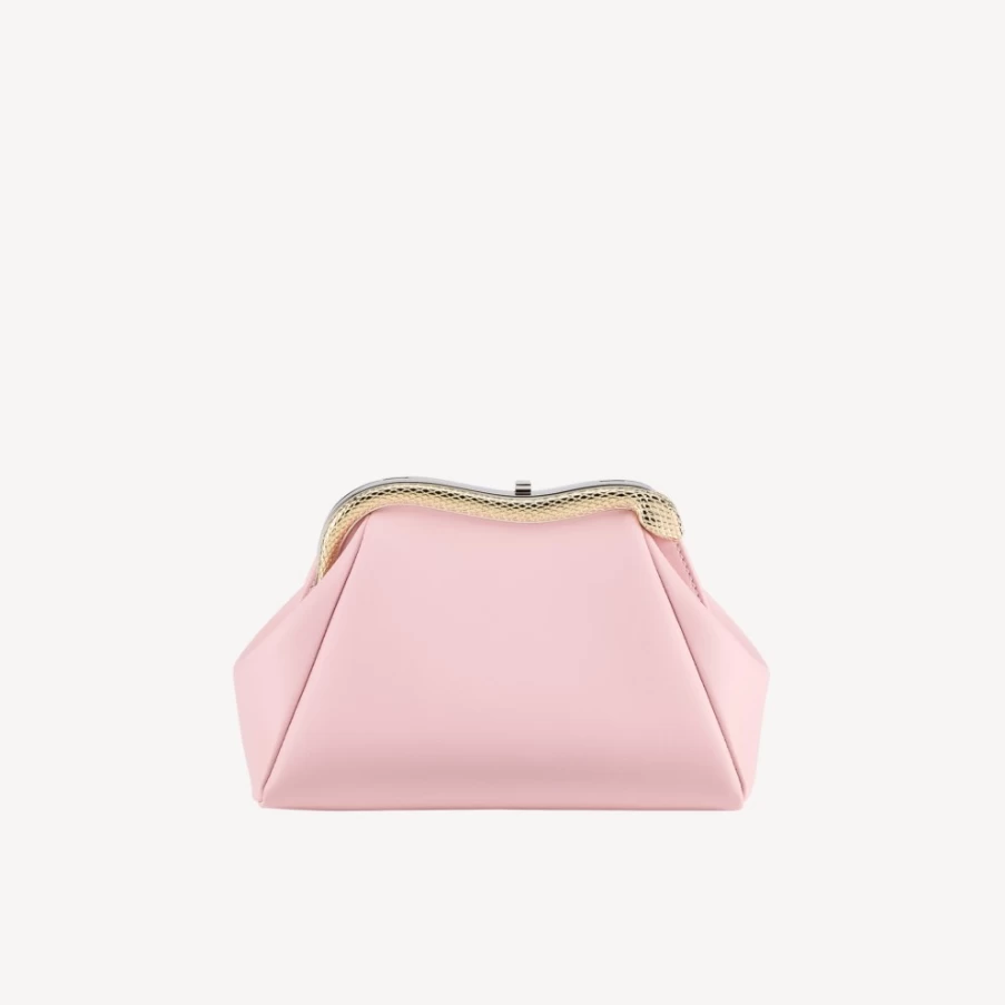BVLGARI Serpentine Pink Leather Pouch for Women | Luxury Crossbody Bag