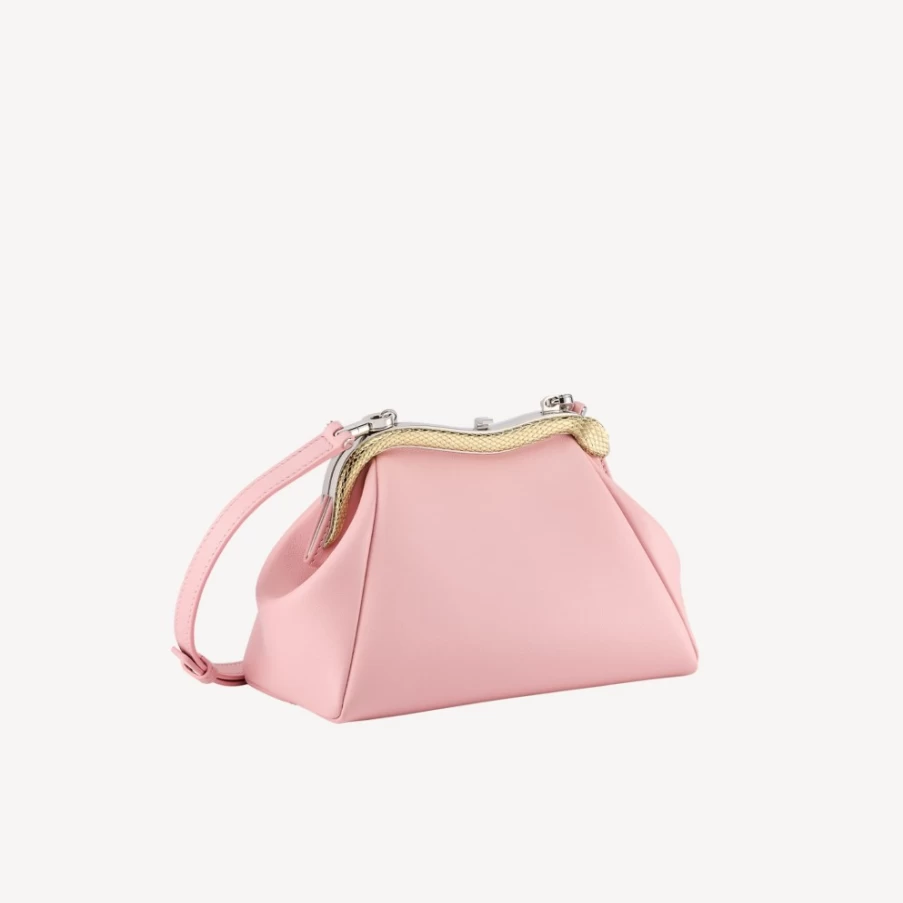 BVLGARI Serpentine Pink Leather Pouch for Women | Luxury Crossbody Bag
