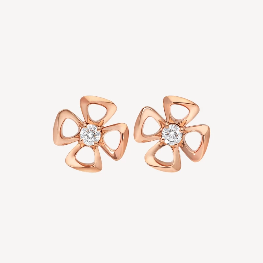 BVLGARI Fiorever Diamond Earrings in 18K Gold | Luxury Floral Design Hoop Earrings