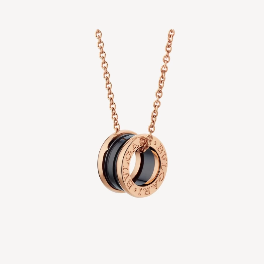 BVLGARI B.Zero1 Black Pendant Necklace in Sterling Silver