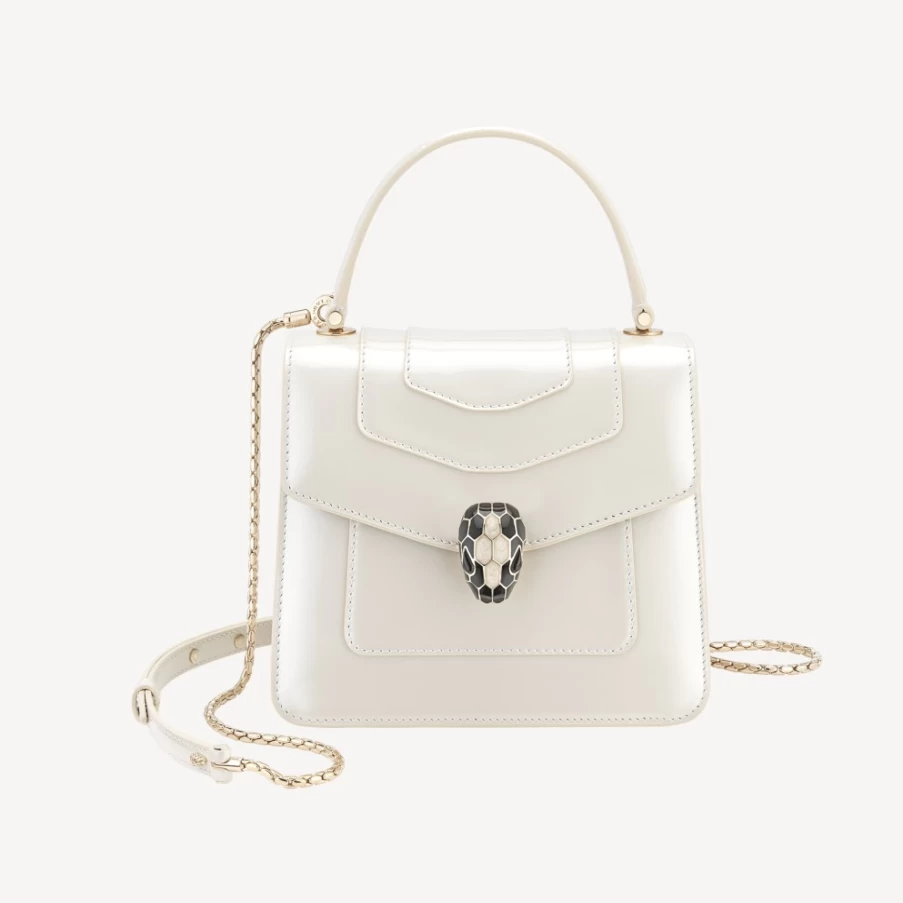 BVLGARI Serpenti Forever Top Handle Bag in White for Women