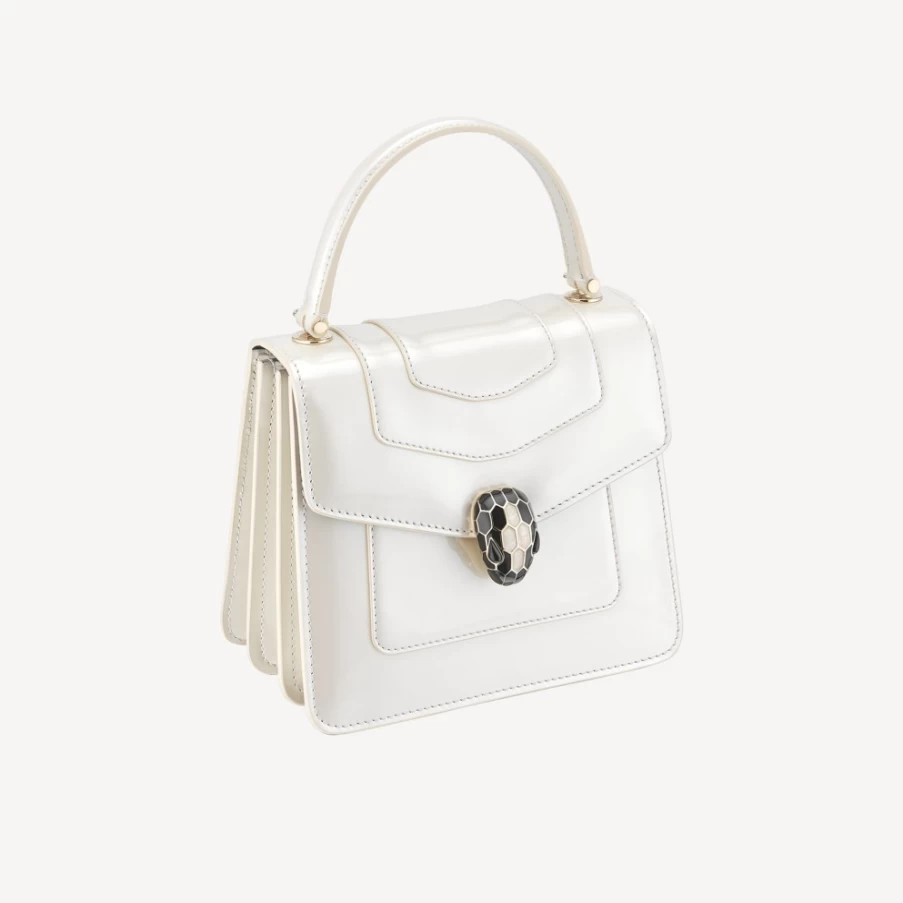 BVLGARI Serpenti Forever Top Handle Bag in White for Women