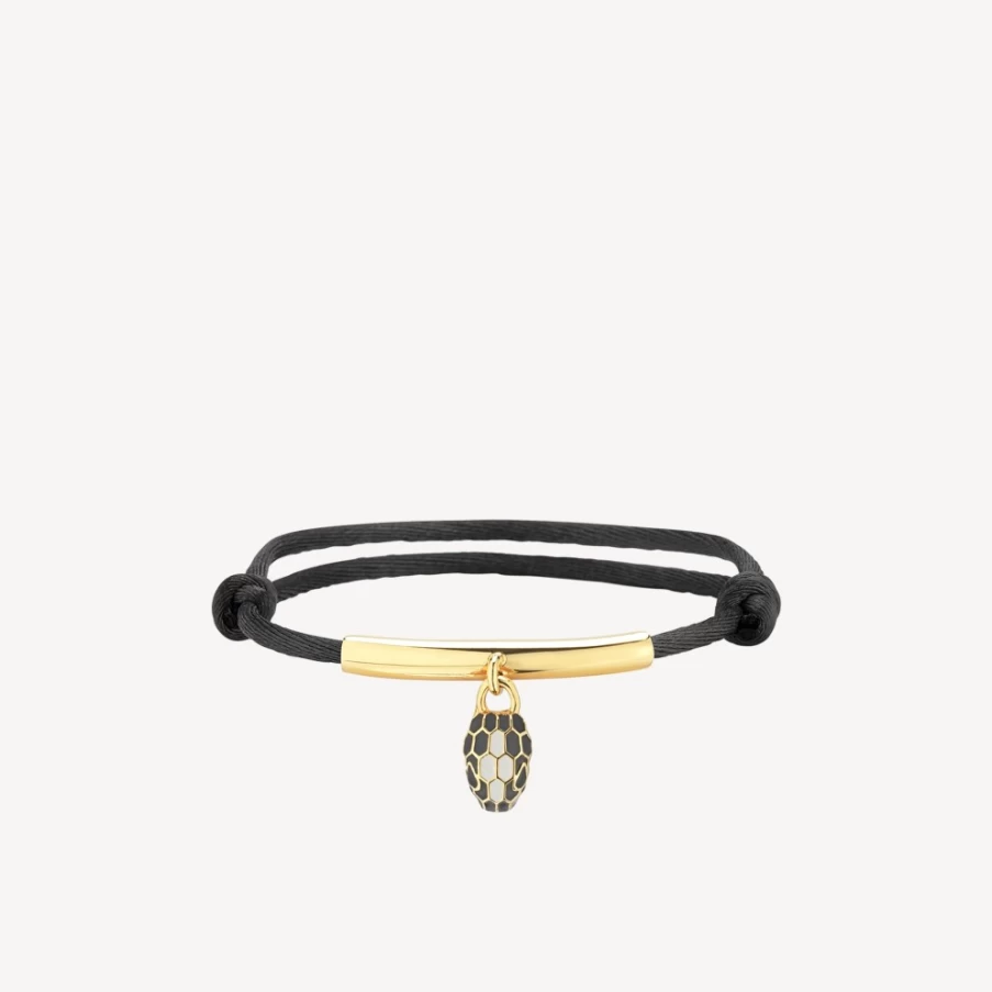 BVLGARI Serpenti Forever Black Leather Bracelet for Women