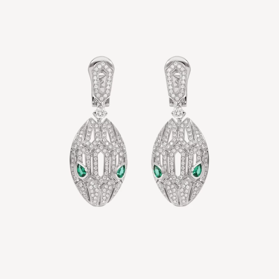 BVLGARI Serpenti Green Earrings | Luxury Snake Design Jewelry