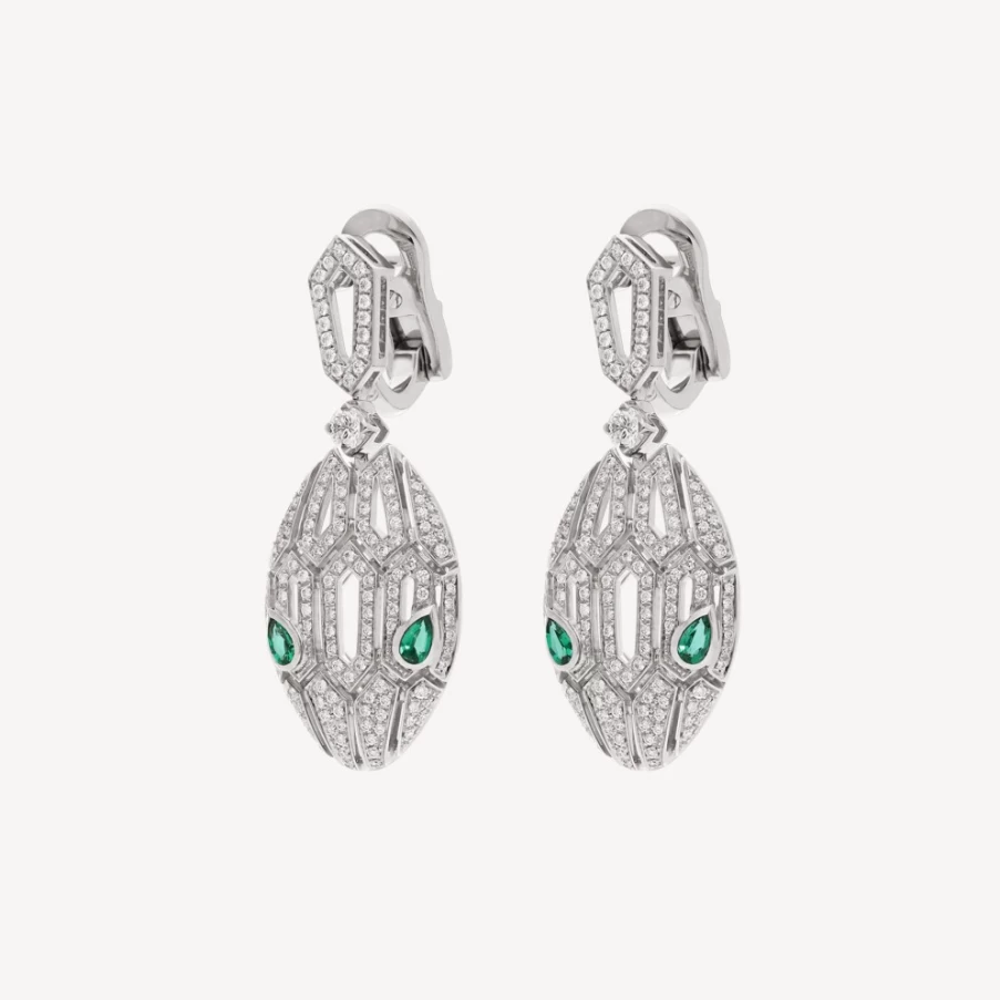 BVLGARI Serpenti Green Earrings | Luxury Snake Design Jewelry