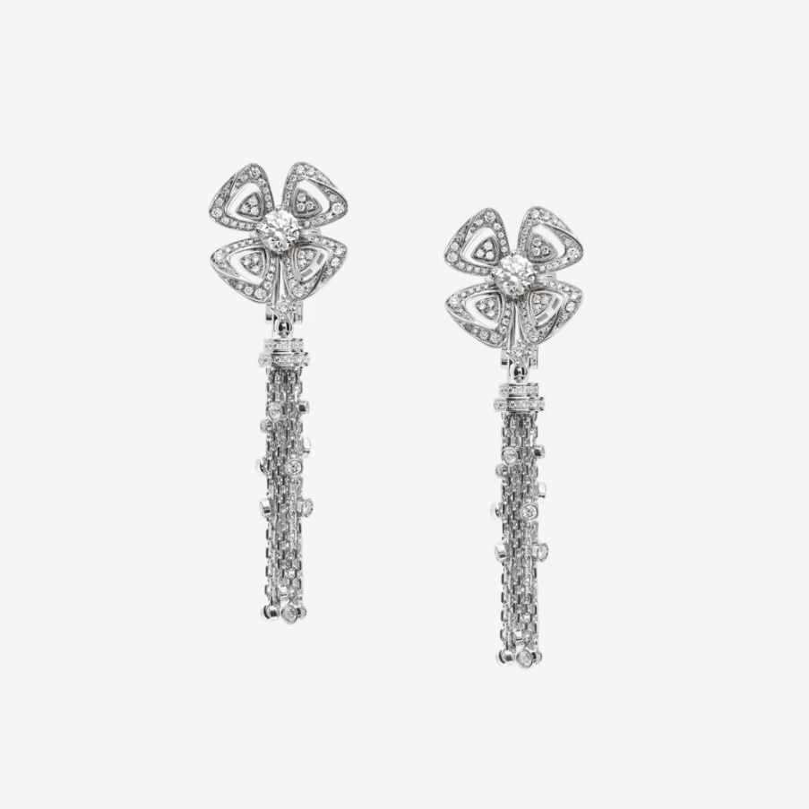 BVLGARI Fiorever Diamond Earrings in 18K Gold | Luxury Floral Jewelry
