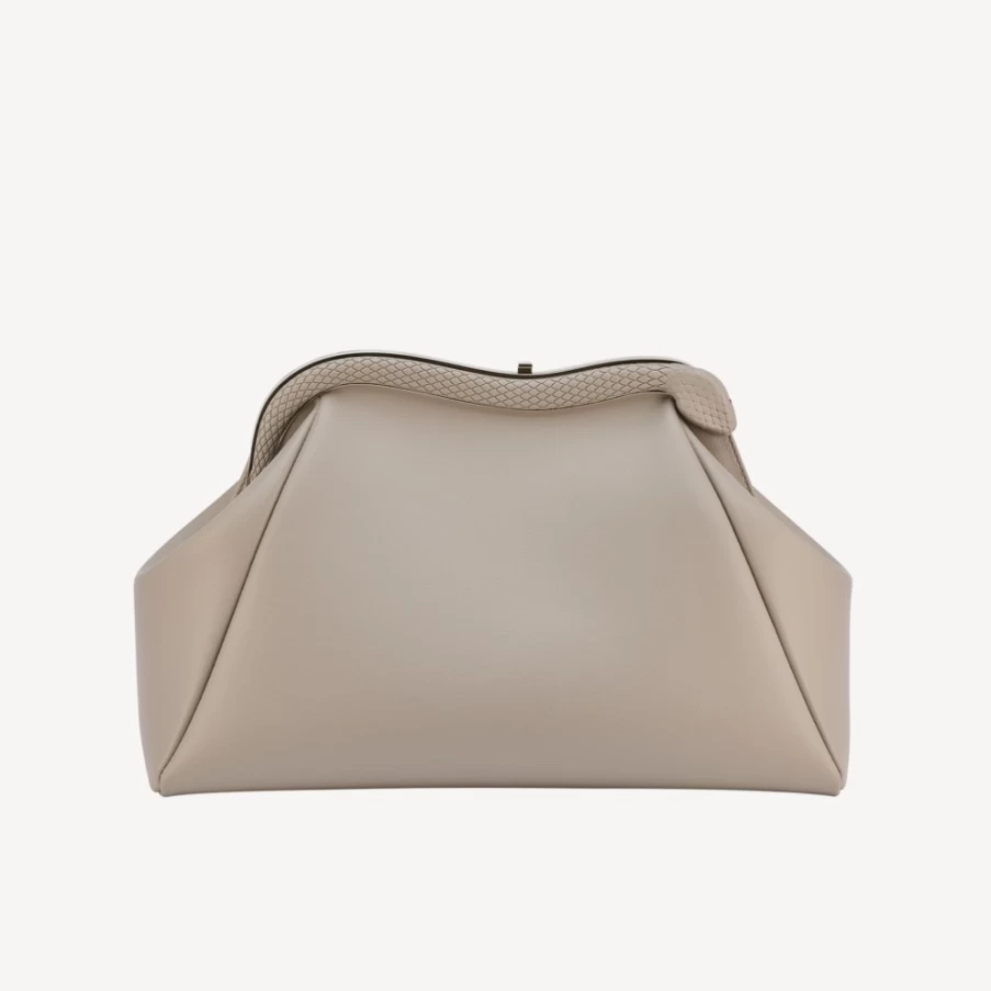 BVLGARI Women's Grey Serpentine Pouch Luxury Handbag