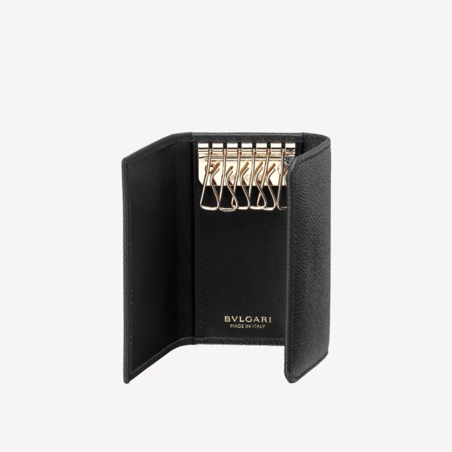 BVLGARI BVLGARI Black Leather Key Holder for Women