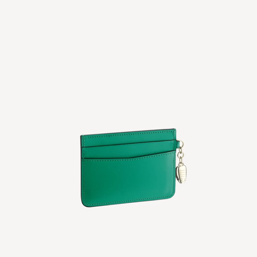 BVLGARI Serpenti Forever Green Leather Card Holder for Women