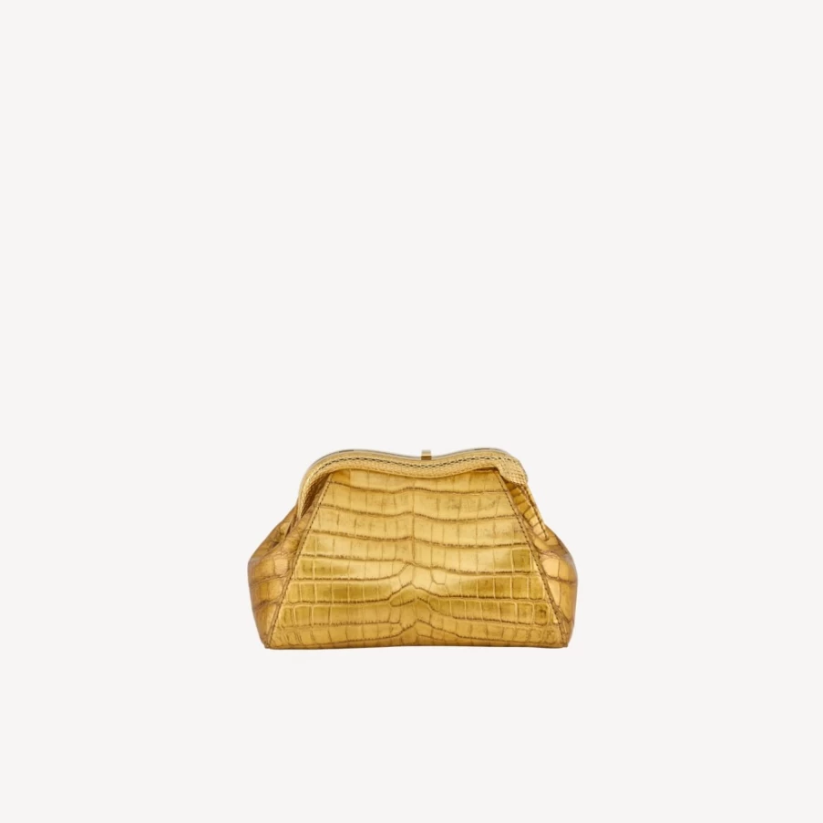 BVLGARI Gold Serpentine Pouch for Women - Luxury Clutch Bag