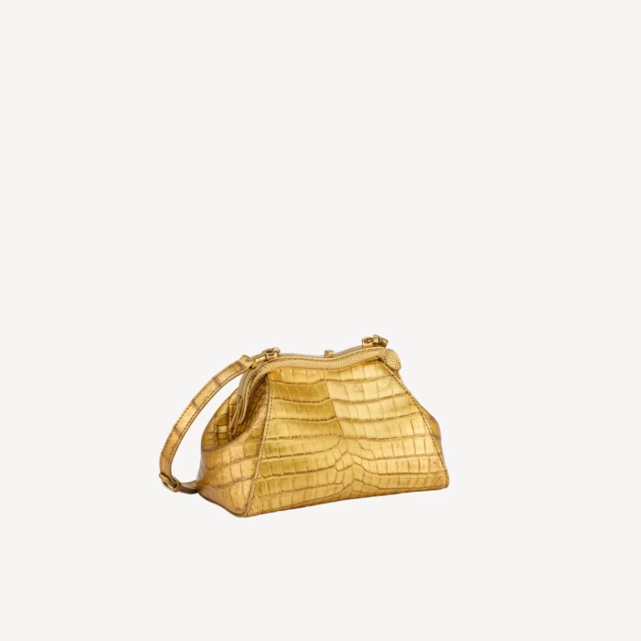BVLGARI Gold Serpentine Pouch for Women - Luxury Clutch Bag