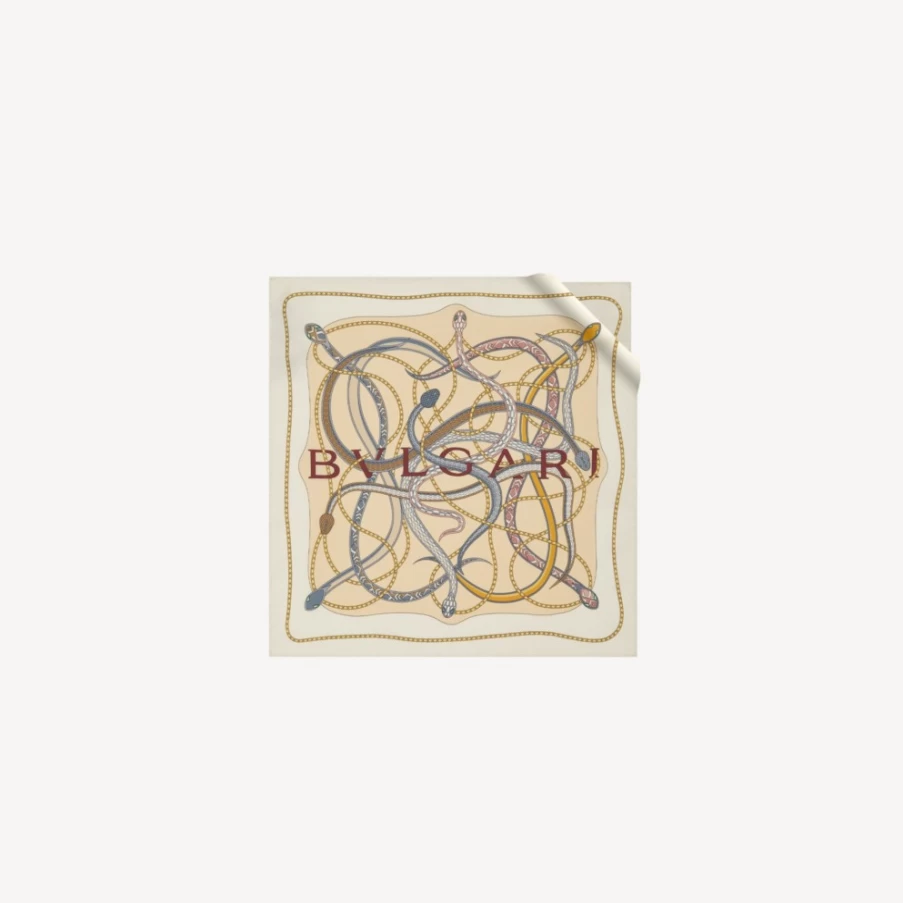 BVLGARI Serpenti 75 Scarf for Men in Gold - Luxury Silk Accessory