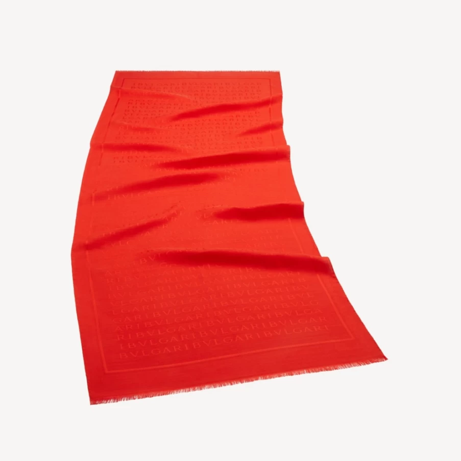 BVLGARI Men's Orange Logomania Stole Luxury Cashmere Scarf