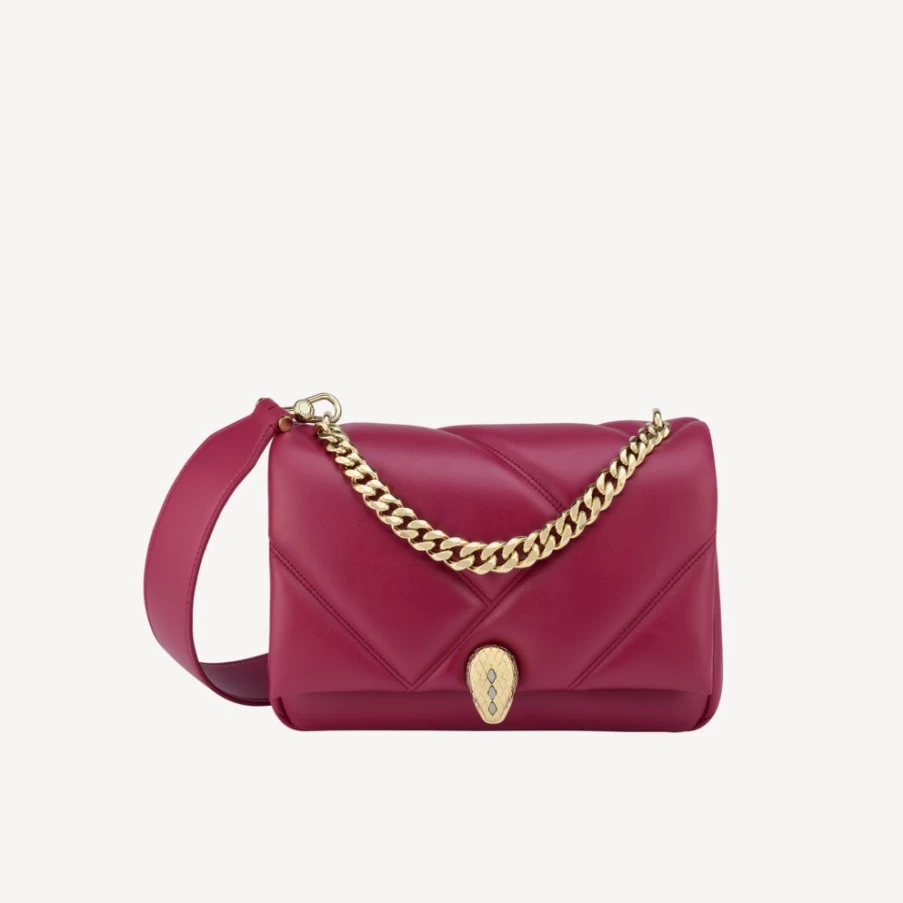 BVLGARI Serpenti Cabochon Red Crossbody Bag for Women | Luxury Designer Handbag